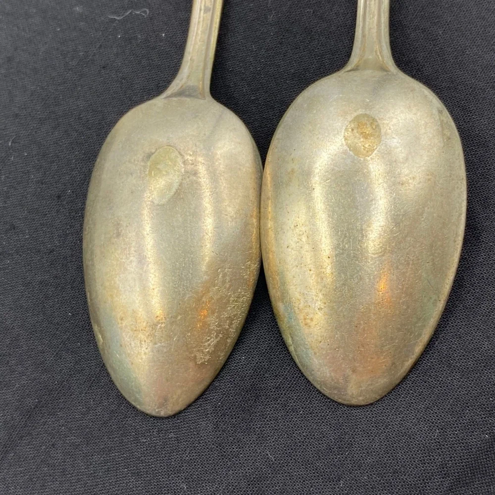 Vintage J. Rogers & Co 6in Teaspoons Silver Plated Anchor XII Set of 2 Silver